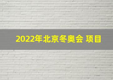 2022年北京冬奥会 项目